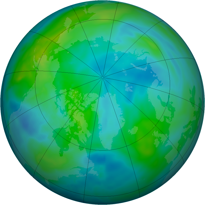 Arctic ozone map for 02 October 2010